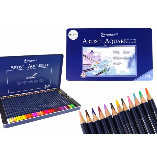 Set of 36 Watercolor Pencils Metal Container Lavinamieji