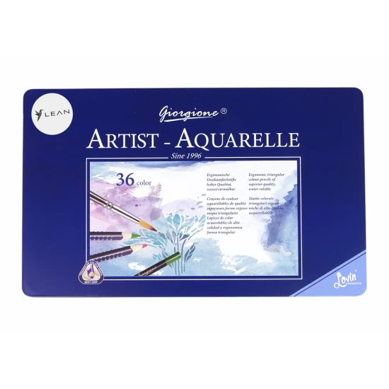 Set of 36 Watercolor Pencils Metal Container Lavinamieji