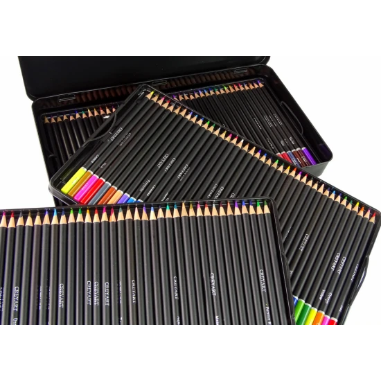 Set of 120 Art Crayons Metal Container Lavinamieji
