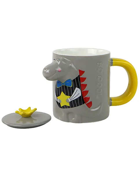 Pilkos spalvos puodelis su dinozauru 400 ml