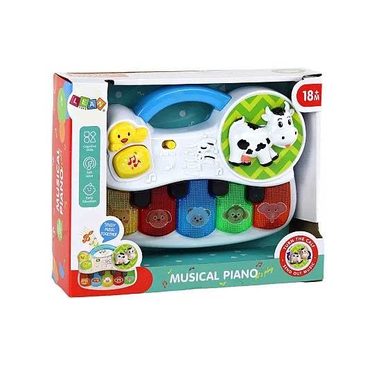 Mažas pianinas mažiems vaikams, gyvūnai, šviesos, garsai