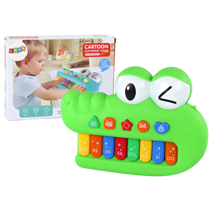 Žalias mokomasis muzikinis pianinas Krokodilas