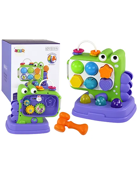 Violetinė dinozaurų edukacinė lenta „Whack-A-Mole“ rūšiavimo žaidimas vaikams