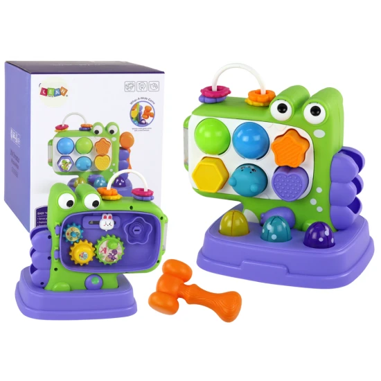 Violetinė dinozaurų edukacinė lenta „Whack-A-Mole“ rūšiavimo žaidimas vaikams