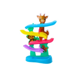 Žirafos beždžionių kamuoliukų čiuožykla su spalvingais kamuoliukais