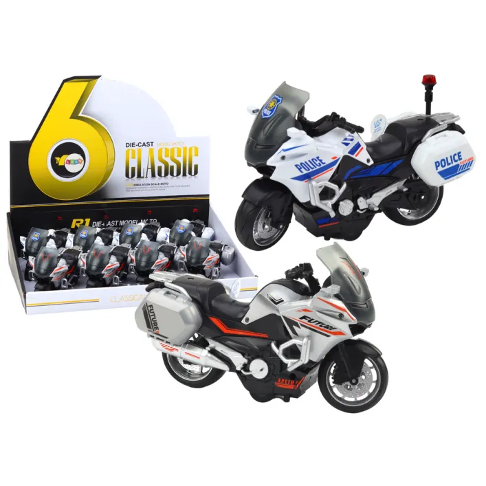 Policijos ir sportinis motociklas su frikcine pavara Žaisliniai motociklai
