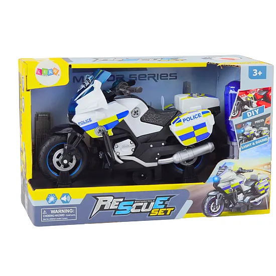 Išardomas policijos motociklas su žibintais Žaisliniai motociklai