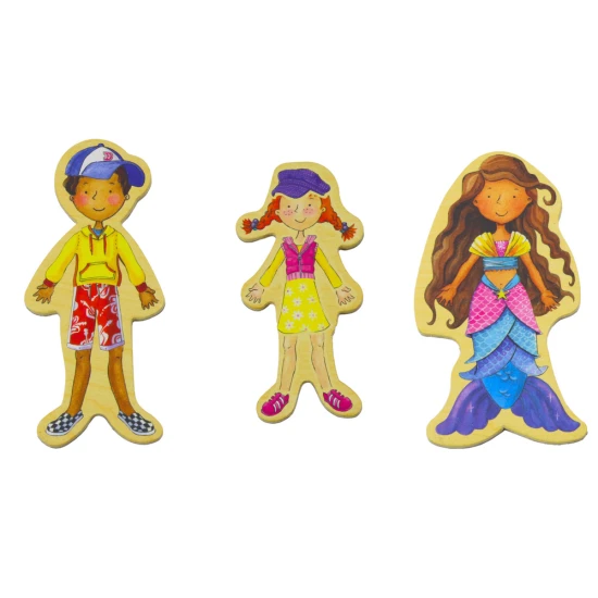 Medinių magnetinių personažų rinkinys Mediniai žaislai