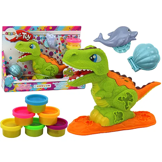 Plastilino rinkinys 6 spalvų su dinozauru