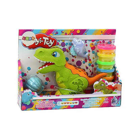Plastilino rinkinys 6 spalvų su dinozauru