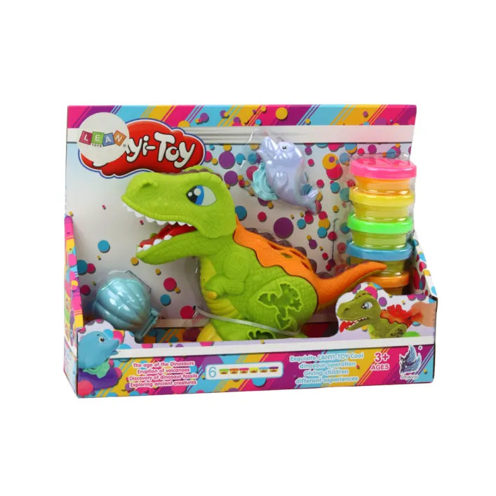 Plastilino rinkinys 6 spalvų su dinozauru