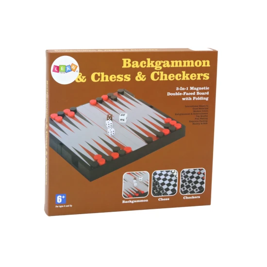 3in1 Game Set Magnetic Board Chess Checkers Backgammon Stalo ir sporto žaidimai