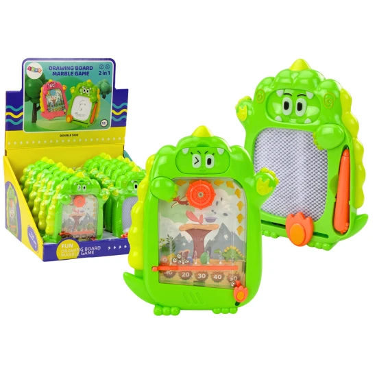 Piešimo lenta ir kišeninis žaidimas 2in1 Žalias dinozauras Stalo ir sporto žaidimai