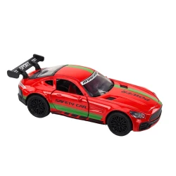 Sportinis raudonas automobilis su žalia juosta