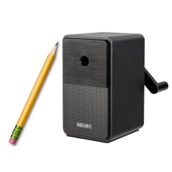 Juodas pieštukų drožtuklas su indeliu