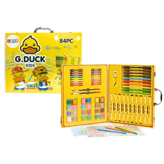Meno rinkinys lagaminėlyje Yellow Duck 84 vnt Dažymo priemonės