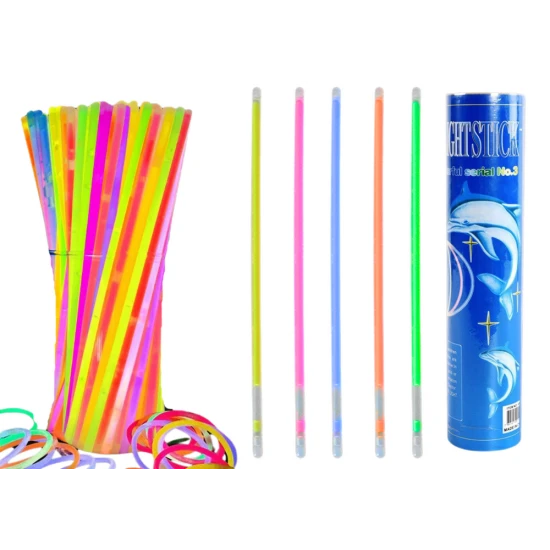 Šviečiančios lazdelės 100 vnt., įvairių spalvų, šviečia tamsoje Lavinamieji