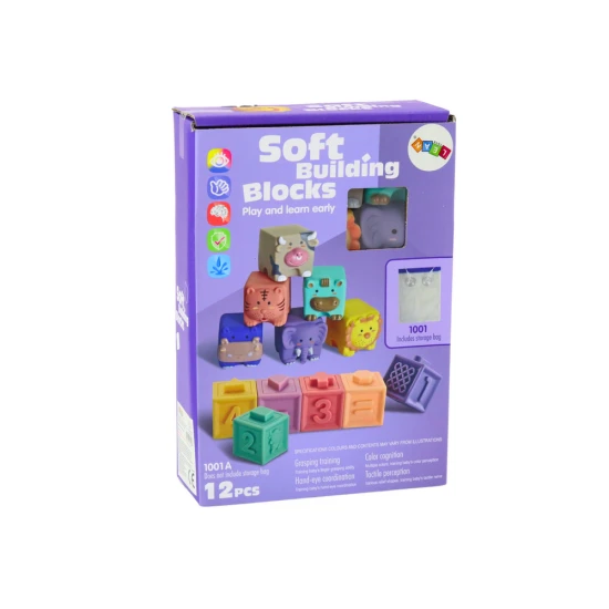 Minkštos sensorinės kaladėlės 12 vnt. Kūdikiams