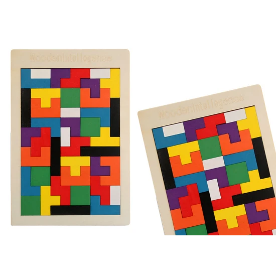 Medinė spalvotų formų dėlionė Mediniai žaislai