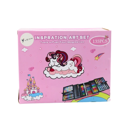 Meno rinkinys sulankstomame lagaminėlyje su vienaragiu 133 vnt Dažymo priemonės