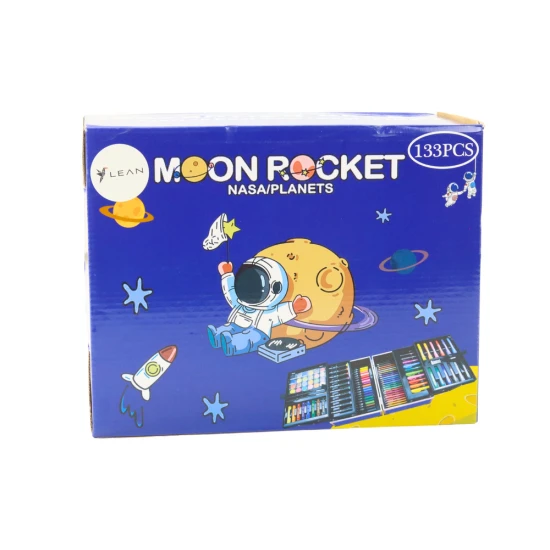 Meno rinkinys, sudėtas į sulankstomą lagaminą Kosmosas 133 vnt Dažymo priemonės