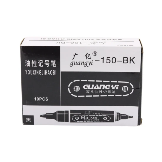 Dvipusis vandeniui atsparus žymeklių rinkinys, juodos spalvos, 10 vnt. Pieštukai ir rašikliai