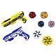 Gun Launcher Set 4 Metal Discs Blue Yellow Lights Stalo ir sporto žaidimai