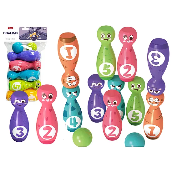 Bowling Set Smiley Balls Colored 10pcs Stalo ir sporto žaidimai