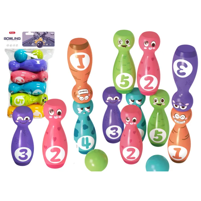Bowling Set Smiley Balls Colored 10pcs Lauta- ja urheilupelit