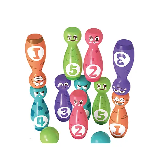 Bowling Set Smiley Balls Colored 10pcs Stalo ir sporto žaidimai