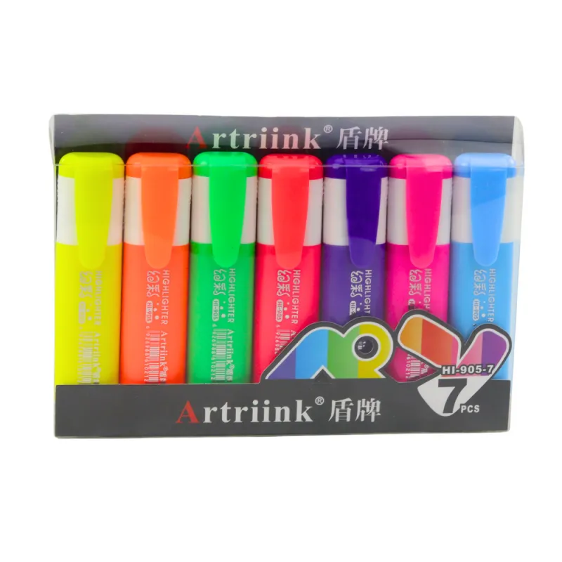 Neoninių spalvų žymeklių rinkinys, 7 vnt Kanceliarinės prekės