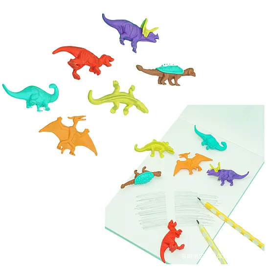 Set of 6 School Dinosaurs Erasers Paperitavarat