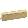 Geltonas pieštukų dėklas su žuvies žvynelių raštu 21x6 cm Penalai