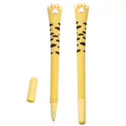 Geltonas gelinis rašiklis su mėlynu rašalu, Cat Paw 16,5 cm