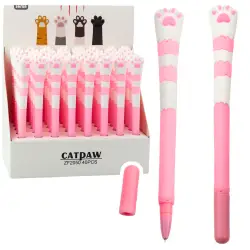 Rožinis gelinis rašiklis su mėlynu rašalu 16,5 cm Cat Paw