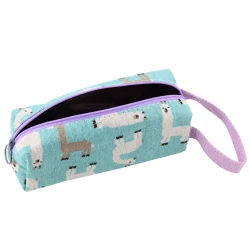 Mėlynas mokyklinis penalas su lamų motyvu, 20 cm