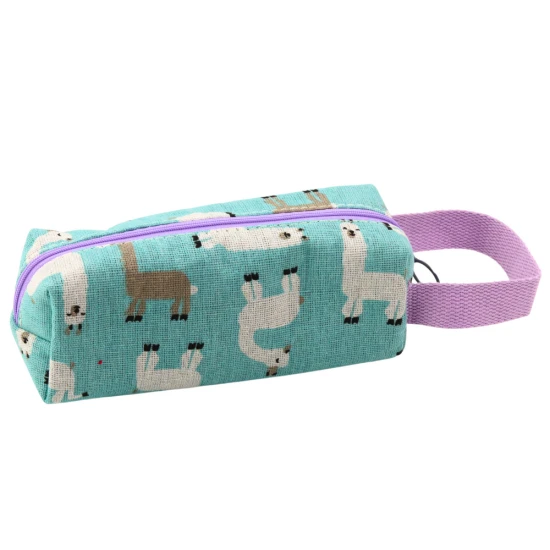 Mėlynas mokyklinis penalas su lamų motyvu, 20 cm Penalai