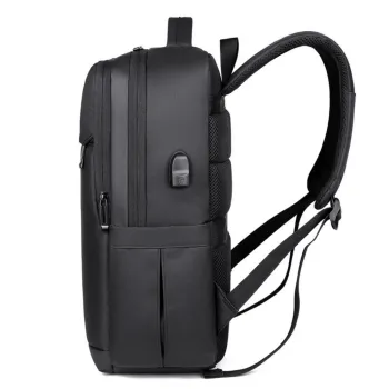 Black backpack with USB, laptop pocket and reflectors 16 l, 45 cm