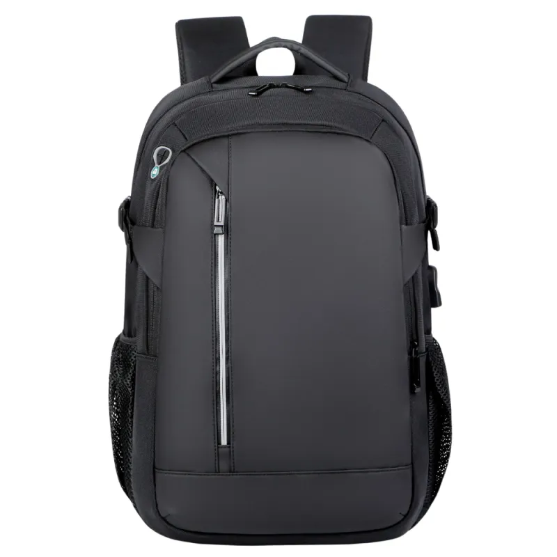 Juoda kuprinė su USB,  kišenėle nešiojamajam kompiuteriui ir atšvaitais 16 l, 45 cm Kanceliarinės prekės