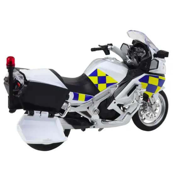 Metalinis baltas policijos motociklas Žaisliniai motociklai
