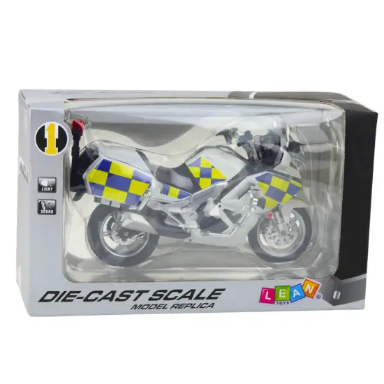 Metalinis baltas policijos motociklas Žaisliniai motociklai