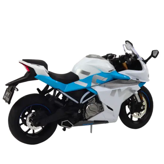 Baltas/mėlynas metalinis sportinis motociklas Žaisliniai motociklai