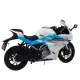 Baltas/mėlynas metalinis sportinis motociklas Žaisliniai motociklai