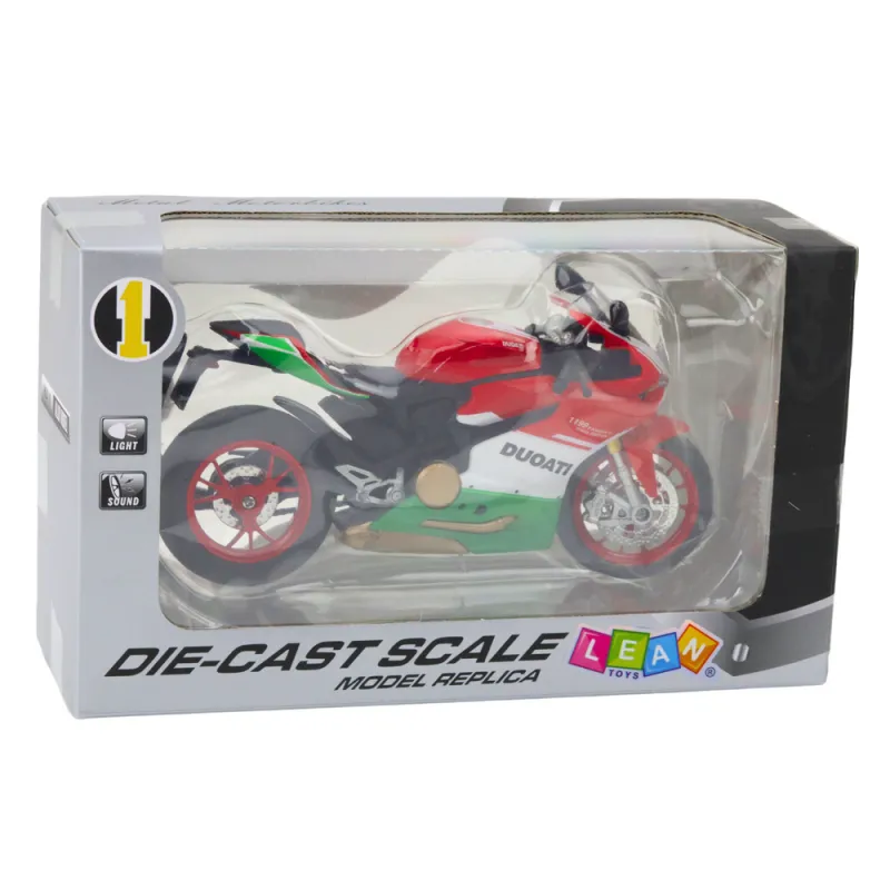 Metalinis raudonas/žalias motociklas Žaisliniai motociklai