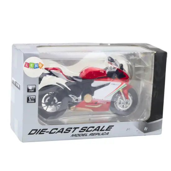 Sportinis metalinis raudonas/baltas motociklas Žaisliniai motociklai