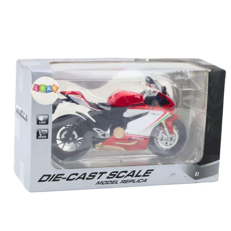 Sportinis metalinis raudonas/baltas motociklas Žaisliniai motociklai
