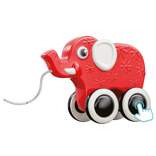 Toy red elephant with rope and whistle For babies