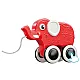 Toy red elephant with rope and whistle For babies