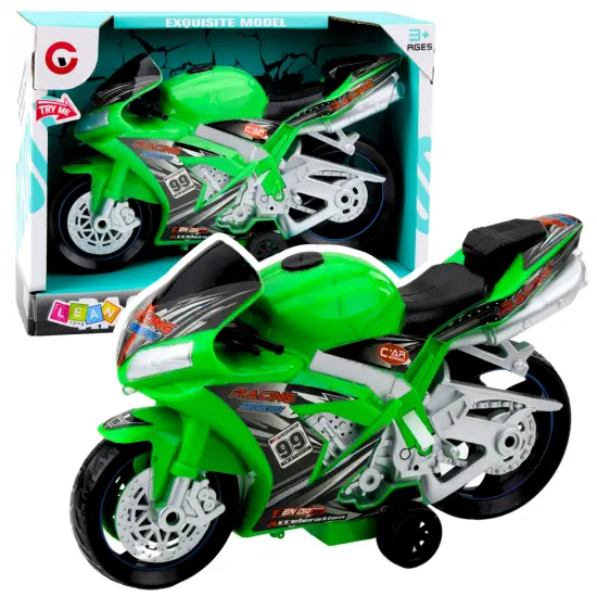 Lenktyninis žalias motociklas Žaisliniai motociklai