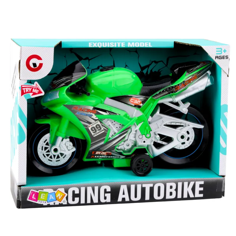 Lenktyninis žalias motociklas Žaisliniai motociklai